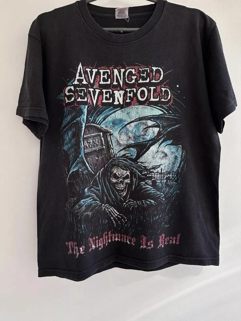 Herren Oberteil Rock Dunkel T-Shirts Avenged Sevenfold Band Nightmare Schwarz Klassischer Stil T-Shirt Grafik Kurzarmshirt Unisex