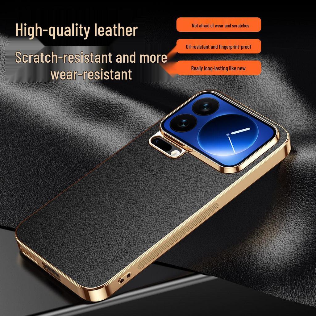 Xiaomi 17ProMax & 15Pro Electroplated Lychee Leather Texture Protective Case - All-Inclusive, Drop-Proof Design