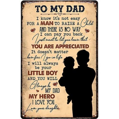 Fathers Day Sign Family Dad Love Daughter To My Dad Vintage Metal Tin Sign
