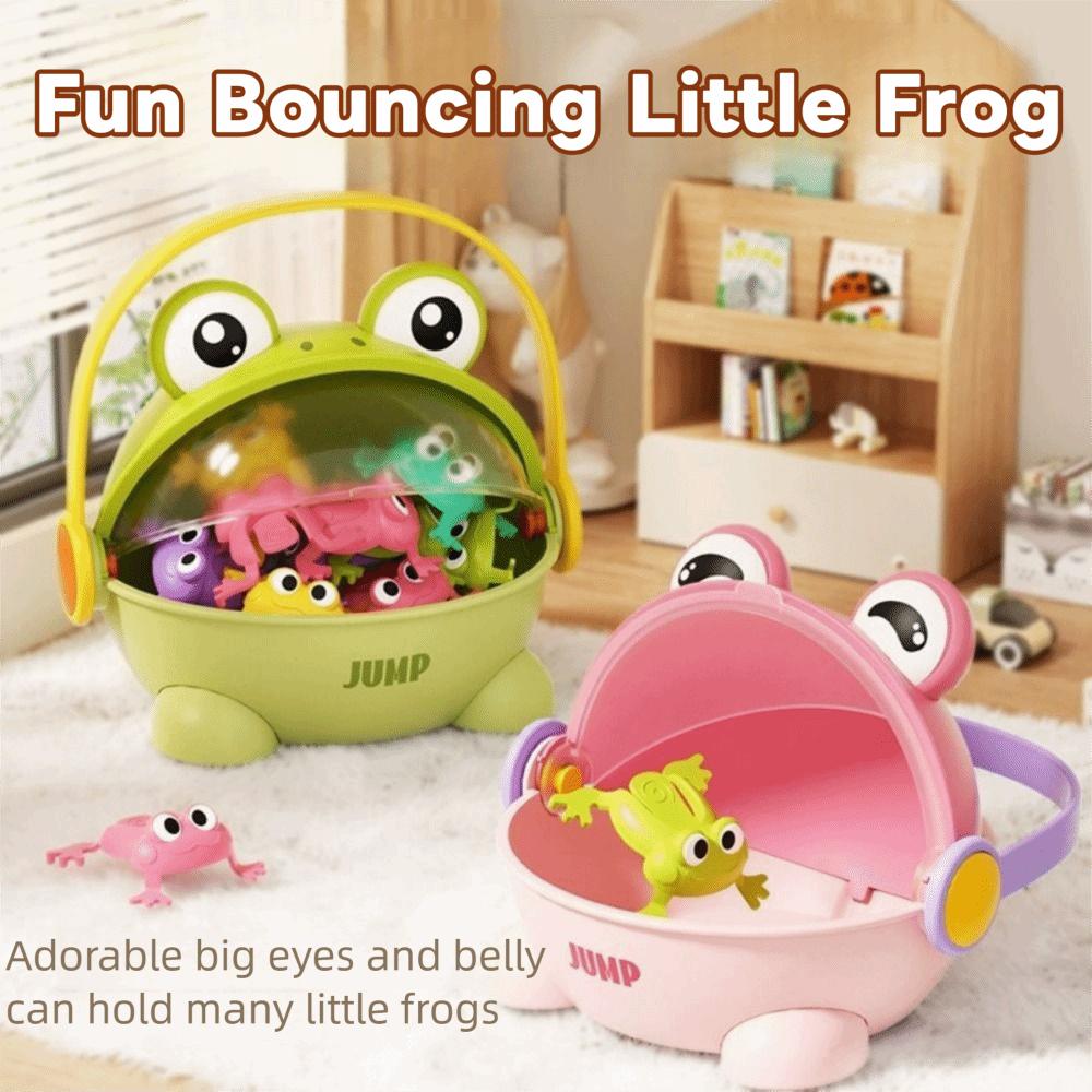 With Storage Bucket Fun Jumping Frog Toy Assorted Colors Kid Finger-press Toy  Birthday Gift
