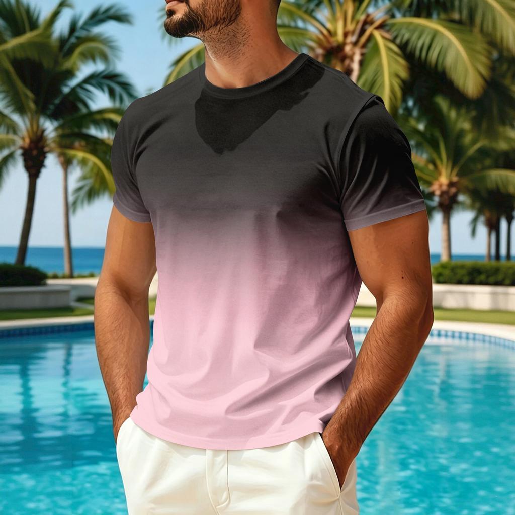 Men's Summer Crew Neck T-Shirt Quick Dry Breathable Lightweight Casual Short Sleeve Shirt for Outdoor Activities and Sun Protection