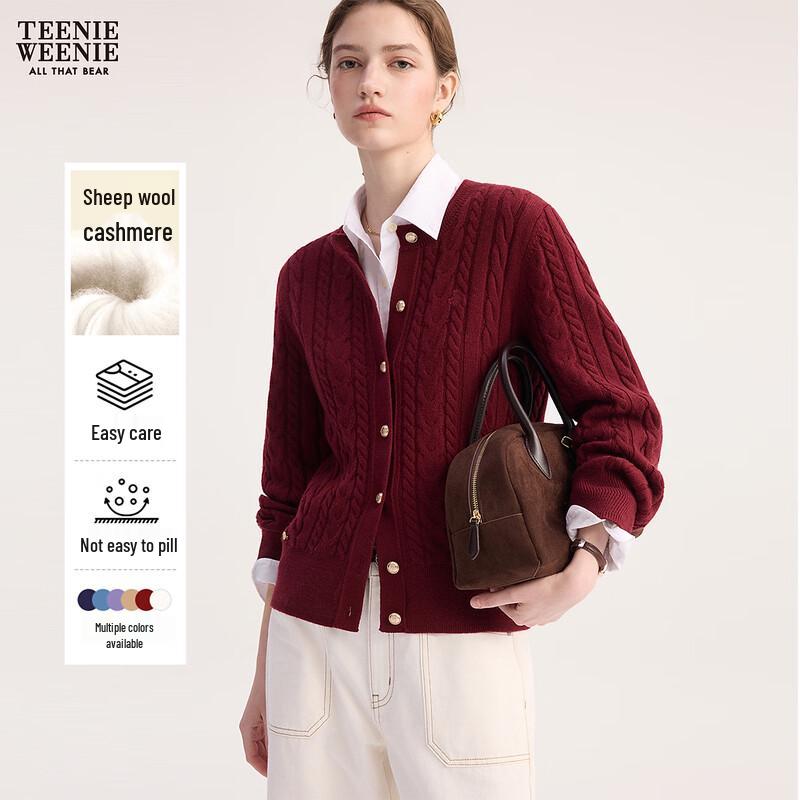 Teenie Weenie Women's Wool Blend Cable Knit Cardigan