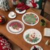 Christmas Snowflake Embroidered Round Table Placemat Heatproof Waterproofs Washable Decorative Dining Accessory