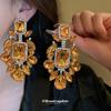 European and American Luxury Irregular Silver Needle Earrings with Rhinestone Inlay