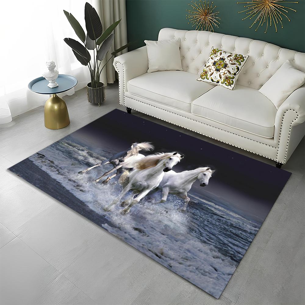 3D Animal Pentium Gallant Horse Steed Carpet Rug for Home Living Room Bedroom Sofa Doormat Decor,kid Area Rug Non-slip Floor Mat