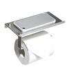 Dual Installation Toilet Paper Holder with Stainless Steel Body and Spacious Shelf for Phones or Sanitizers in Bathroom Settings