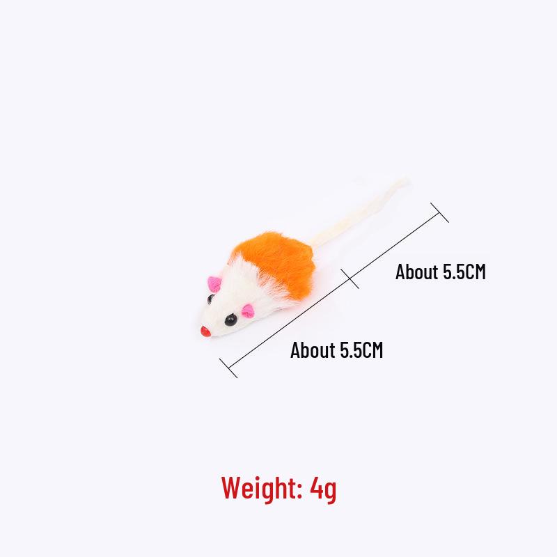 Colorful Rabbit Fur Mouse Cat Toy with Sand and Gravel for Self-Play