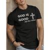Dio È Buono Sempre T-shirt a Maniche Corte da Uomo - Casual, Girocollo, Fantasia Geometrica, Leggermente Elastica, Vestibilità Regolare, Estate