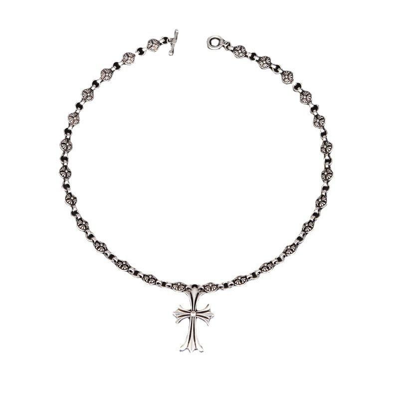 European and American retro cross necklace men's street hip-hop trendy brand cross pendant necklace handmade chain couple accessories