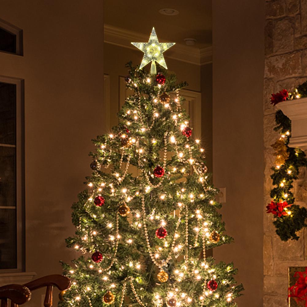 20cm 15cm Glowing Christmas Tree Topper Xmas Tree Star Lamp with Light Tree Decorations for Home Xmas Ornaments Navidad Props