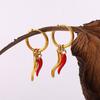 Simple sweet wind cute DIY pepper strawberry pendant earrings stainless steel gold-plated daily jewelry women