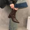 Fashion Designer Vintage Women Ankle Boots Fashion Pointed Toe Short Booties Elegant High Heels Shoes Botas Mujer