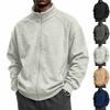 Men's Retro Loose Fit Color Zip Up Hoodie with Stand Collar, Trendy Casual Outerwear