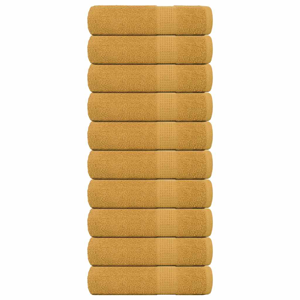 Vidaxl Ręczniki Kąpielowe 10 Szt. Złoty 100X150Cm 360 Gsm 100% Bawełna