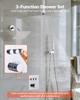 Shower Faucet Set, 305 mm Thermostatic Ceiling Mount Rainfall Shower System with 152 mm Wall Mount Head and 2 in 1 Handheld Spray, 3-Function Dual