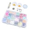 3mm Painted Glass Beads Set 24 Grids Alloy Pendant Jewelry Making DIY Bracelets Accessories About 14400pcs