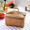 Strohgewebte wasserdichte, isolierte Thermo-Bento-Lunch-Einkaufstasche, Reise-Picknickbox
