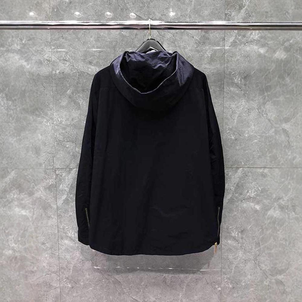 Double Zipper Jacket Men's Loose Hooded Spring and Autumn New Korean Style Windbreaker Casual Versatile Handsome Thin Jacket