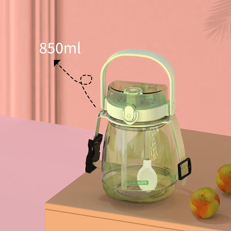 Water bottle Doudou Le 810ml large pudding three drinking cups creative portable strap straw cup large capacity Internet celebrity explosion water cup