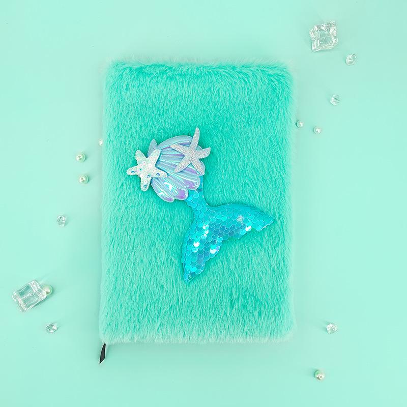 Quaderno Morbido A5 Coda di Sirena con Paillettes - 80 Fogli Diario Regalo Cartone Animato