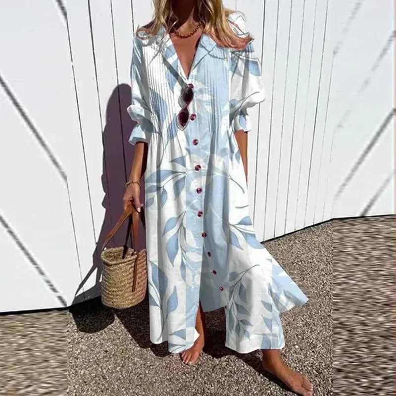 

2025 Women clothes Plus size Loose Vacation Long dress European and American Print Temperament Commuting Dress Summer Dress Figure 3 L