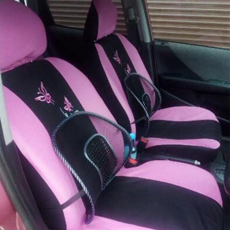 

9/4 Pcs/Set Car Seat Cover Cushion Universal Automobiles Seat Interior Trim Universal Covers Embroidery Style Pink Purple