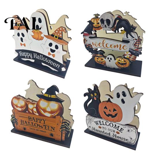 Desktop Accessory Halloween Wooden Napkin Holder, Ghost Pumpkin Decorative Tabletop Tissue Dispenser, Holiday Table Decor Paper Storage Organizer for