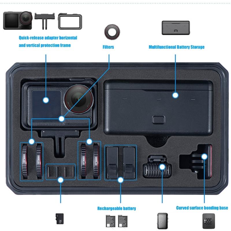 Durability ABS Shockproof Waterproof Case For OsmoAction Cameras Accessories with Inner Sponge Cushion Portable Design