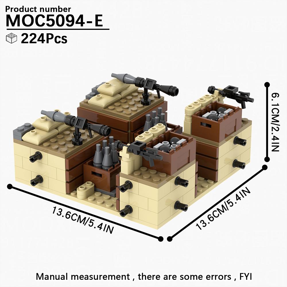 WW2 Serie Militärisches Schlachtfeld Ruinen Kriegsbezogene Bausteine Blockhaus Modell Spielzeug Mittelalterliches Geschenk für Kinder Erwachsene DIY MOC