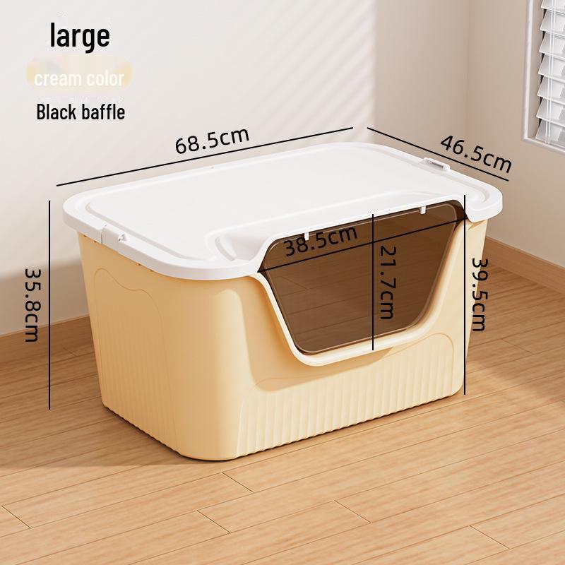 Extra Große Spritzgeschützte Halbgeschlossene Katzentoilette mit Schaufel