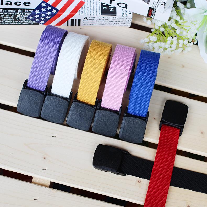 Iron-Free Nylon Canvas Women'S Belt, Plastic Buckle Simple Belt