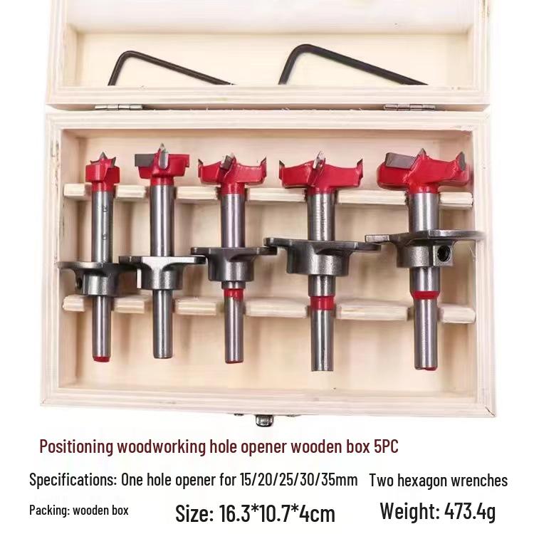 Woodworking Hole Saw & Positioning Bit Set for Hinge, Wood, Door, Gypsum & Plastic Panels.