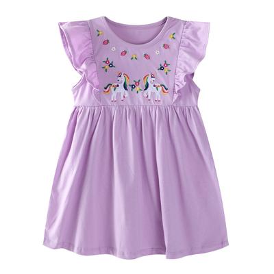 Summer New Girls Dress Embroidered Unicorn Princess Dress Children's Clothing Summer Dress Kids Dress