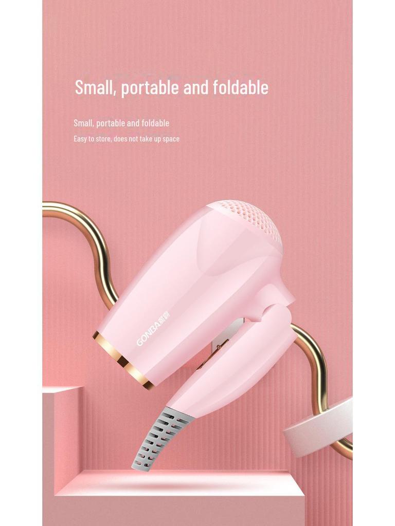 Guangba Portable Foldable Low-Power Hair Dryer with Negative Ion Technology - Gentle on Hair