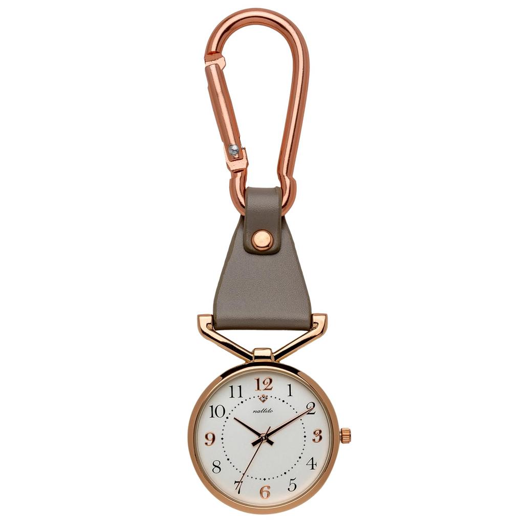 Fieldwork Analog Pocket Watch with Lebio Women's Carabiner, Gray, JN026-6