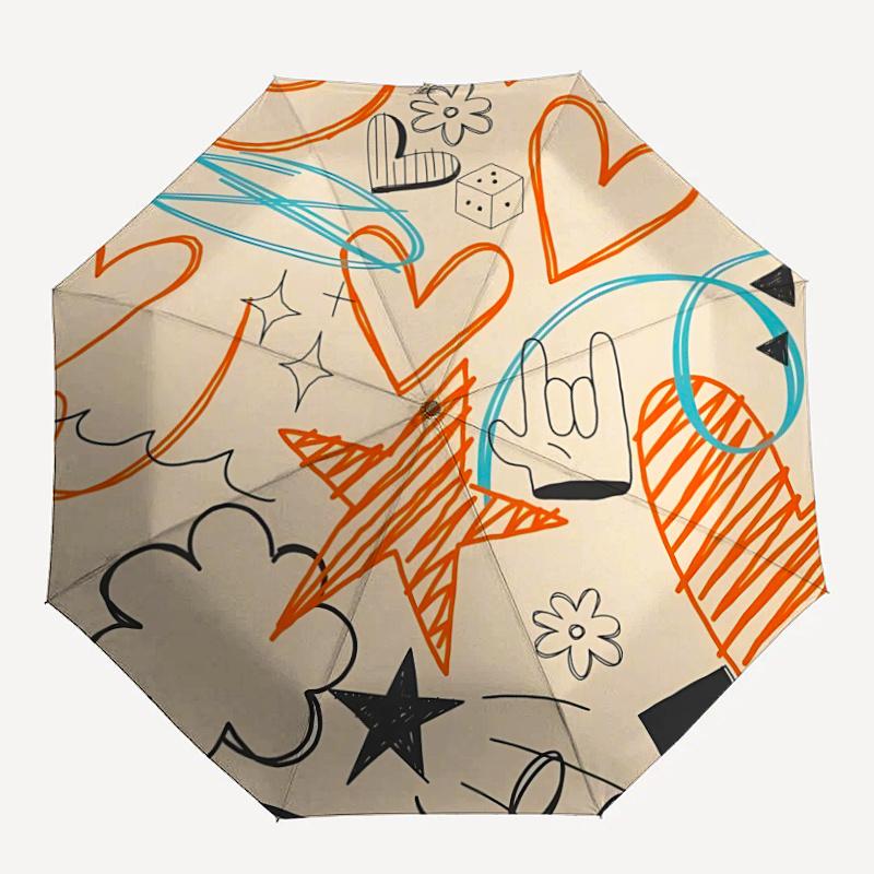 1pc Doodle Art Umbrella That Opens  Closes Automatically  Perfect Gift with a Convenient Folding Mechanism 29