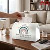 2D Flat 1pc, Tissue Box. Rainbow Thank You Card Pattern Napkin Dispenser Box, Reusable, Daily Desktop Tissue Storage Box, Suitable for Kitchen, Living