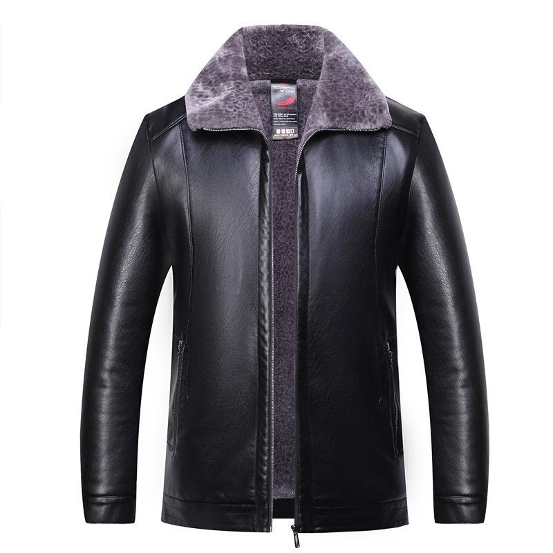 Sheepskin Genuine Leather Jacket for Men, Father's Jacket, Fur All-in-one Plus Velvet Leather Jacket for Middle-aged and Elderly People