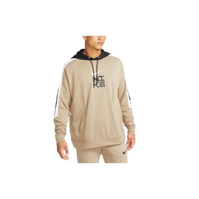 Nike Logo Print Color-Block Pullover Hoodie Men Tops Khaki DD1904-247