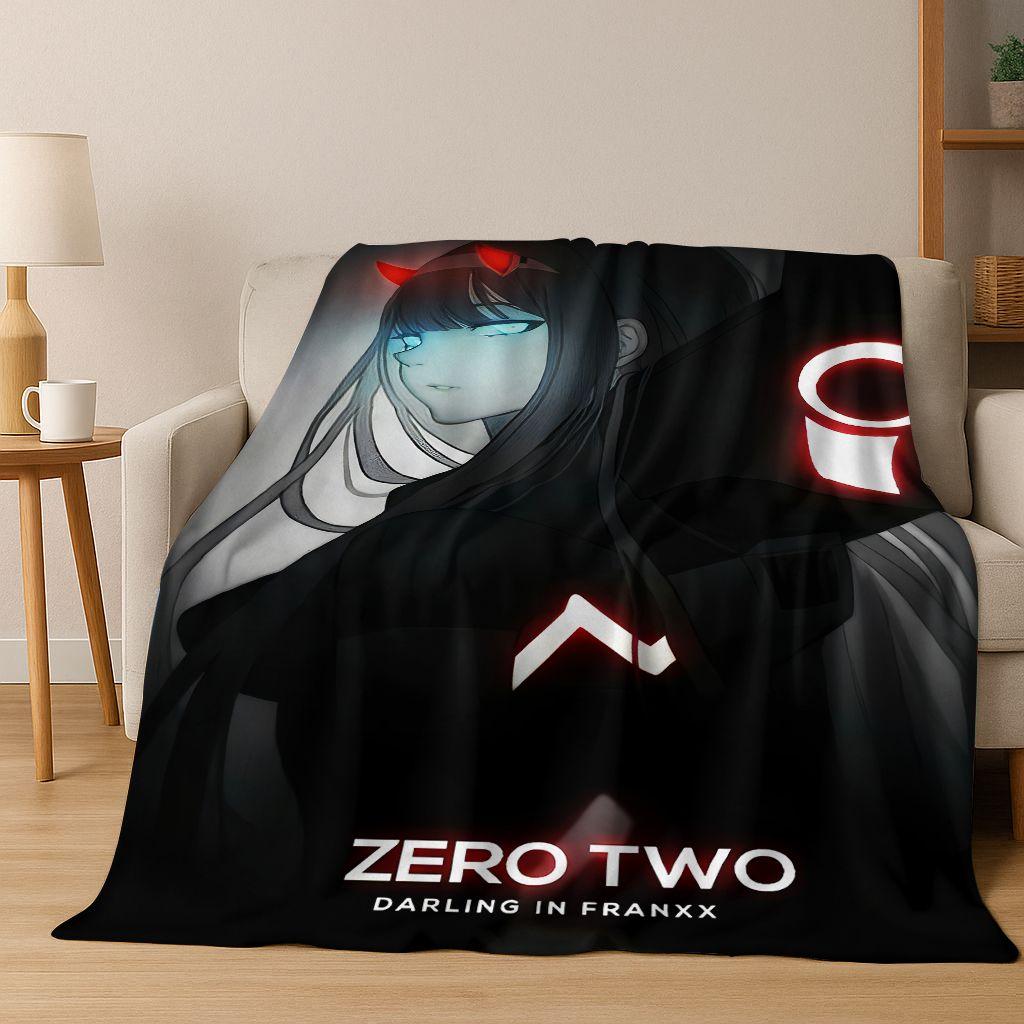 002 Zero Two DARLING In FRANXX Sexy Girl Cartoon Art Flannel Blanket,Cozy Soft Throw Blanket for Home Bedroom Bed Sofa Cover
