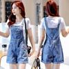 Koreanische Denim Latzshorts Damen Overalls Retro Jeans Locker Studenten Freizeit Tasche Stickerei Hosenträger Hosen Damen Sommer