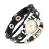 Vintage Leather Mens Wristwatch Punk Style Quartz Watch With Pull-Through Buckle Black Brown