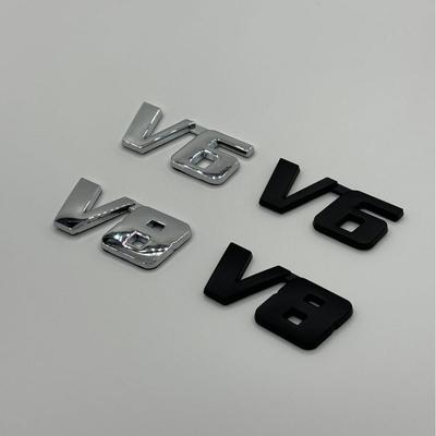V6 Engine Metal Car Emblem Sticker - Six-Cylinder Logo
