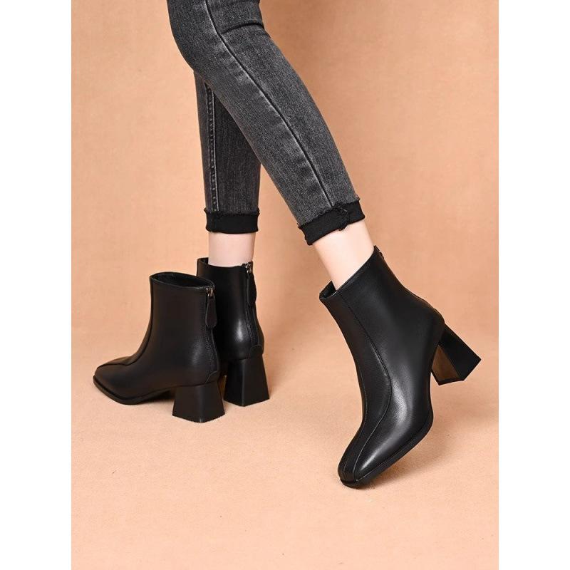 

Fleece short boots women s new winter thick heel warm heightening boots small women s shoes square head thin versatile short boots 40 чёрный