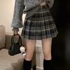 Retro Wool Blend Plaid Midi Skirt: Autumn/Winter, Plus Size, Pleated A-Line, Tummy Control, Anti-Exposure Mini Skirt
