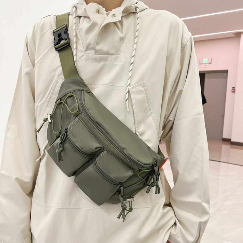 Y2k Men Waist Bag Large Capacity Sports Fanny Pack Simple Multi-pocket Chest Bag  Women