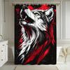 1 szt. Unikalna Kreatywna Zasłona Prysznicowa z Wzorem Wilka Żywa i Zabawna Dziki Styl Dekoracja Łazienki Tkanina Poliestrowa Zawiera 12 Haczyków