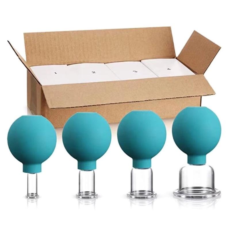 

4 шт. Антицелюлітна присоска Ventosa Silicone Ball Glass Jar Вакуумний банок Набір банок Масажер для тіла, обличчя Пряма доставка
