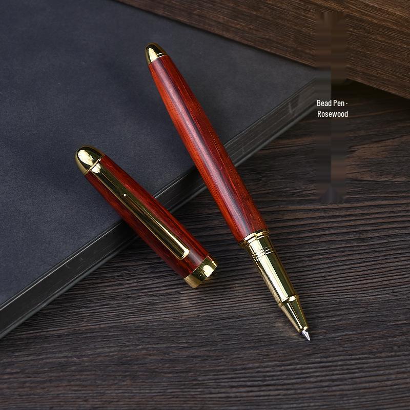 Brass & Sandalwood Signature Ballpoint Pen - Retro Rosewood Rollerball, Custom Engraving Available.