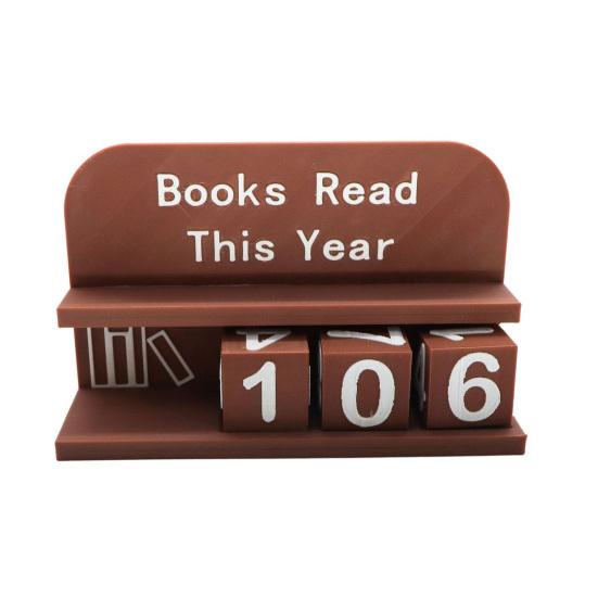 Yousheng 1 Set 3D Printed Reading Tracker Book Read This Year Counter with Number Blocks Reading Nook Decoration for Bookshelf Desk Reading Challenge